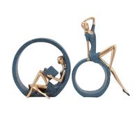 WIHFHGZ Figurines Résine Yoga Fille Moderne, Sculpture Décorative 2PCS, 21x4,5x28cm et 21x4,5x21cm - Design Abstrait, Idéal Déco Salon, Bureau et Intérieur