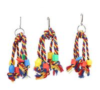 WIHFHGZ Jouet à Mâcher pour Oiseaux, Corde en Coton Colorée avec Perles Plastique, 24 cm pour Petits Perroquets - Confort Doux, Résistant Morsure, Jeu et Exercice Mental