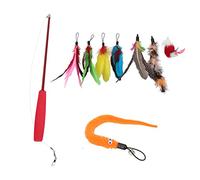 WIHFHGZ Jouet Plumeau pour Chat, Baguette Interactif Rétractable 3 Sections, Set 9 Pièces Plumes et Cloches - Conception Ergonomique, Contrôle Ajustable, Divertissement pour Chats et