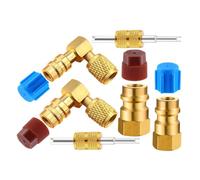 WIHFHGZ Kit Adaptateur Conversion R12 vers R134A, Raccord AC 90° Haute/Basse Pression avec Outil de Détachement de Valve - Installation Facile, Compatible Raccords Rapides, Compact et