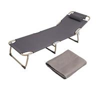 WIHFHGZ Lit de Camp Pliant Portable pour Adultes, Lit de Camping avec Oreiller, Réglable, Léger et Résistant, Idéal Randonnée et Voyage en Plein Air