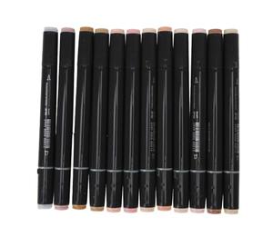 WIHFHGZ Marqueurs à pointe Fine douce/Oblique, stylo pinceau pour dessin à la main, Kit de série de peau 12 couleurs pour croquis à main levée de bande dessinée Anime