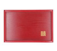 WIHFHGZ Plateau de Service en Bois Massif, Rond Rouge, 33cm - Élégance Rustique, Léger et Polyvalent, Pour Cuisine et Salon (Carré M)