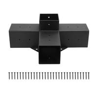 WIHFHGZ Support De Pergola en Acier Galvanisé, Équerre pour Poteau Bois avec Revêtement Poudre Noir, Soudé Complètement 3 Voies - Résistance Élevée, Résistant À La Corrosion, Usage (4 Voies)