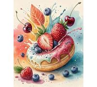 Wihgkin adultes broderie point de croix kits Beignet aux fruits DIY débutant canevas point de croix kit 11CT toile pré-imprimé noel décoration de la maison (40x50cm)