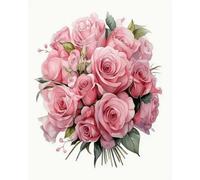 Wihgkin adultes broderie point de croix kits Bouquet rose DIY débutant canevas point de croix kit 11CT toile pré-imprimé noel décoration de la maison (40x50cm)