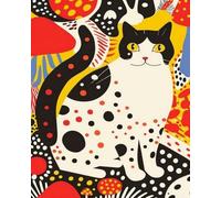 Wihgkin adultes broderie point de croix kits chat animal abstrait DIY débutant canevas point de croix kit 11CT toile pré-imprimé noel décoration de la maison （40x50cm）