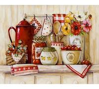 Wihgkin adultes broderie point de croix kits Décorations de table en bois DIY débutant canevas point de croix kit 11CT toile pré-imprimé noel décoration de la maison (40x50cm)