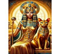Wihgkin adultes broderie point de croix kits Femme et chat de l'Égypte ancienne DIY débutant canevas point de croix kit 11CT toile pré-imprimé noel décoration de la maison （40x50cm）