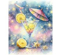 Wihgkin adultes broderie point de croix kits Illustration de boisson au citron DIY débutant canevas point de croix kit 11CT toile pré-imprimé noel décoration de la maison (40x50cm)