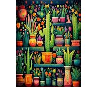 Wihgkin adultes broderie point de croix kits illustration de cactus DIY débutant canevas point de croix kit 11CT toile pré-imprimé noel décoration de la maison (40x50cm)