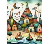 Wihgkin adultes broderie point de croix kits Maison peinte DIY débutant canevas point de croix kit 11CT toile pré-imprimé noel décoration de la maison (40x50cm)