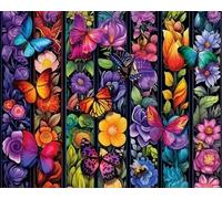 Wihgkin adultes broderie point de croix kits Papillon fleuri DIY débutant canevas point de croix kit 11CT toile pré-imprimé noel décoration de la maison (40x50cm)