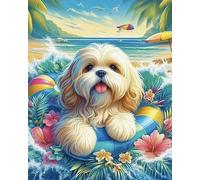 Wihgkin Kit Broderie Point de Croix Estampé animal chien mignon 11CT Complet pour Adultes Débutant Compté Point de Croix Kits DIY Pré Imprimé Canevas art broderie-(40x50cm)