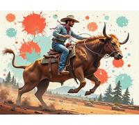 Wihgkin Kit Broderie Point de Croix Estampé Cow-boy DIY Adultes Débutant Compté Point de Croix Kits 11CT Pré Imprimé Canevas art broderie 40x50cm