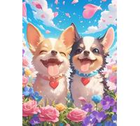 Wihgkin Kit Broderie Point de Croix Estampé Deux chiens DIY Adultes Débutant Compté Point de Croix Kits 11CT Pré Imprimé Canevas art broderie 40x50cm