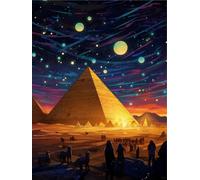 Wihgkin Kit Broderie Point de Croix Estampé Pyramide DIY Adultes Débutant Compté Point de Croix Kits 11CT Pré Imprimé Canevas art broderie 40x50cm