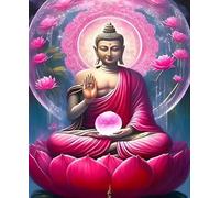 Wihgkin Kit Broderie Point de Croix Estampé Statue de Bouddha DIY Adultes Débutant Compté Point de Croix Kits 11CT Pré Imprimé Canevas art broderie-40x50cm