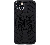 Wihytec Étui pour téléphone Spider Noir pour iPhone 15 PRO Étui en forme d'araignée noire en silicone liquide souple avec revêtement en gel en caoutchouc mat et doublure en microfibre - Protection