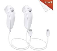 Wii Nunchuk 2 Pack, Remplacement Nintendo Wii Nunchuck, Manette Wii Joystick Pour Nintendo Wii et Wii U, Blanc,107