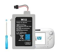 Wii U WUP-010 WUP-012 Batterie rechargeable lithium-ion de rechange pour console de jeu Nintendo Wii U 3600 mAh 2026 (noir gris, Wii U, C)