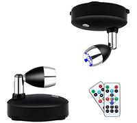 wiianoxd Projecteur sans LumièRes D'Accent à Piles, Projecteurs à LED à Intensité Variable avec Applique Murale Rotative à Distance (Paquet de 2)