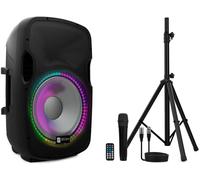 Wiibo Festa 15Bt - Enceinte Active Professionnelle 15" - Puissance 600W - Haut-Parleur Avec Bluetooth - Connexion Usb/Sd - Support Réglable - Kit Câble + Microphone - Télécommande - Illumina[X611]