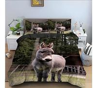 WIIFUN Housse de Couette 160x200 ane Vert 110g/㎡ Microfibre Housse Couette 160x200 + 2 Taies d'oreiller 65x65 Parure de Lit 160x200 pour Jeunes Garçons Filles Housse de Couette Fermeture éclair