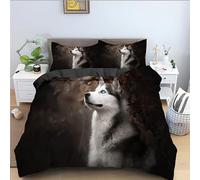 WIIFUN Parure de Lit 90x190 Enfant Loup Noir Housse de Couette 90x190 110g/㎡ Microfibre + 1 Taie d'oreiller 65x65 Housse de Couette Adaptée Aux Garçons Filles Housse Couette Ado