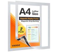 VAIIGO Lot de 2 cadres d'affichage, magnétiques, A4, auto-adhésifs, porte-papier, pour licences, photos, documents, argent
