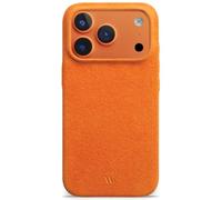WIIUKA Alcantara Étui de protection pour iPhone 17 Pro, fabriqué à la main, protection à 360°, extra fine, alternative au cuir, Skiin VL Alcantara Orange