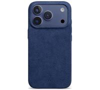 WIIUKA Alcantara Étui de protection pour iPhone 17 Pro, fabriqué à la main, protection à 360°, extra fine, alternative au cuir, skiin VL Alcantara bleu nuit