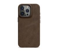 WIIUKA Coque Étui de protection pour iPhone 15 Pro, cuir d'Allemagne, étui en cuir extra fin, étui de protection de qualité supérieure, Qi, marron vintage