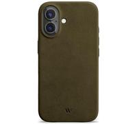WIIUKA Étui de protection en cuir pour iPhone 17, fabriqué en Allemagne, extra fin, étui de téléphone de qualité supérieure, Qi, skiin More, olive vintage