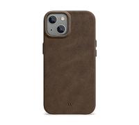 WIIUKA Étui de protection pour iPhone 15 Plus, en cuir extra fin, fabriqué en Allemagne, marron vintage