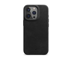 WIIUKA Étui de protection pour iPhone 15 Pro Max, en cuir extra fin, fabriqué en Allemagne, noir vintage