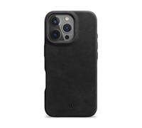 WIIUKA Étui de protection pour iPhone 16 Pro, en cuir extra fin, de qualité supérieure, noir vintage