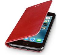 WIIUKA Etui en cuir véritable avec porte-cartes et fonction d'assistance pour Apple iPhone 8 et iPhone 7 Apple iPhone 7 Rouge