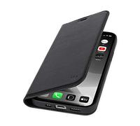 WIIUKA Étui pour iPhone 12 / 12 Pro, étui en cuir avec porte-cartes, ultra fin, en cuir de qualité supérieure, avec fonction support, noir