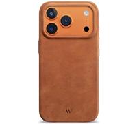 WIIUKA Étui pour iPhone 17 Pro, Cuir fabriqué en Allemagne, Protection 360°, Étui en cuir extra fin, Étui de téléphone premium, Coque, Qi, skiin More VL, Vintage Cognac