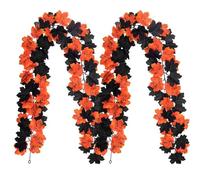 WIIYENA Automne pour couronne de feuilles : lot de 2 fleurs artificielles noires et oranges pour décoration d'intérieur