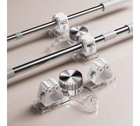 WIIYENA Clip de rangement à ventouse pour économiser de l'espace - Support mural antidérapant en silicone pour balai serpillère - S'adapte à différentes épaisseurs de poignée (blanc)