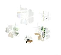 WIIYENA DIY Acrylique Wall Er 3D Miroir Art Fleur Décoration murale amovible pour la maison 5 pièces Doré/argenté/noir