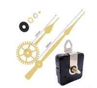 WIIYENA Kit de mécanisme de mouvement d'mecanisme horloge murale à couple élevé, silencieux, à quartz, kit de réparation avec aiguilles longues pour grande horloge de 50 à 60 cm (doré 1)