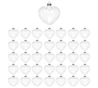WIIYENA Lot de 12/24/36 boules de Noël en forme de cœur à remplir pour sapin de Noël, décoration de mariage