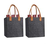 WIIYENA Lot de 2 sacs en feutre pour bouteille de vin avec 6 compartiments, sac de transport pliable pour bouteille de vin, sac fourre-tout pour fête, pique-nique