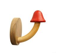 WIIYENA Patère en bois en forme de champignon sans perforation pour enfants Rouge