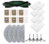 WIIYENA Pièces de rechange pour aspirateur robot Cecotec pour Conga 7490 pour Ultimate Home pour X Treme pour Genesis, avec 4 brosses latérales, 1 brosse principale, 6 sacs à poussière, 4 filtres, 4