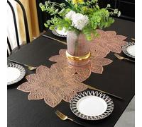 WIIYENA Set de table rectangulaire en PVC doré pour table à manger, fourmi thermique et antidérapant, design de luxe léger pour la maison, l'hôtel et le restaurant