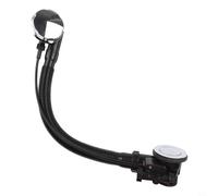 WIIYENA Siphon de baignoire noir avec trop-plein réglable, 55 cm, kit de vidage pop-up avec composants en laiton et acier inoxydable, s'adapte à différentes tailles de baignoire pour une installation